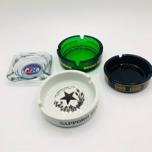 Vintage Lot of 4 Ashtrays Becks Beer Sapporo Golden Nugget & Jerry’s Nugget
